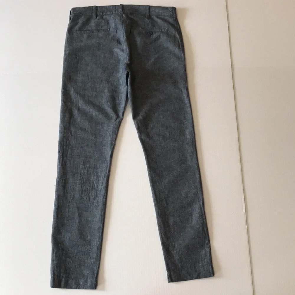 J.CREW—THE DRIGGS Men’s Dark Gray Slate Linen Cotton Blend Straight Leg Chinos